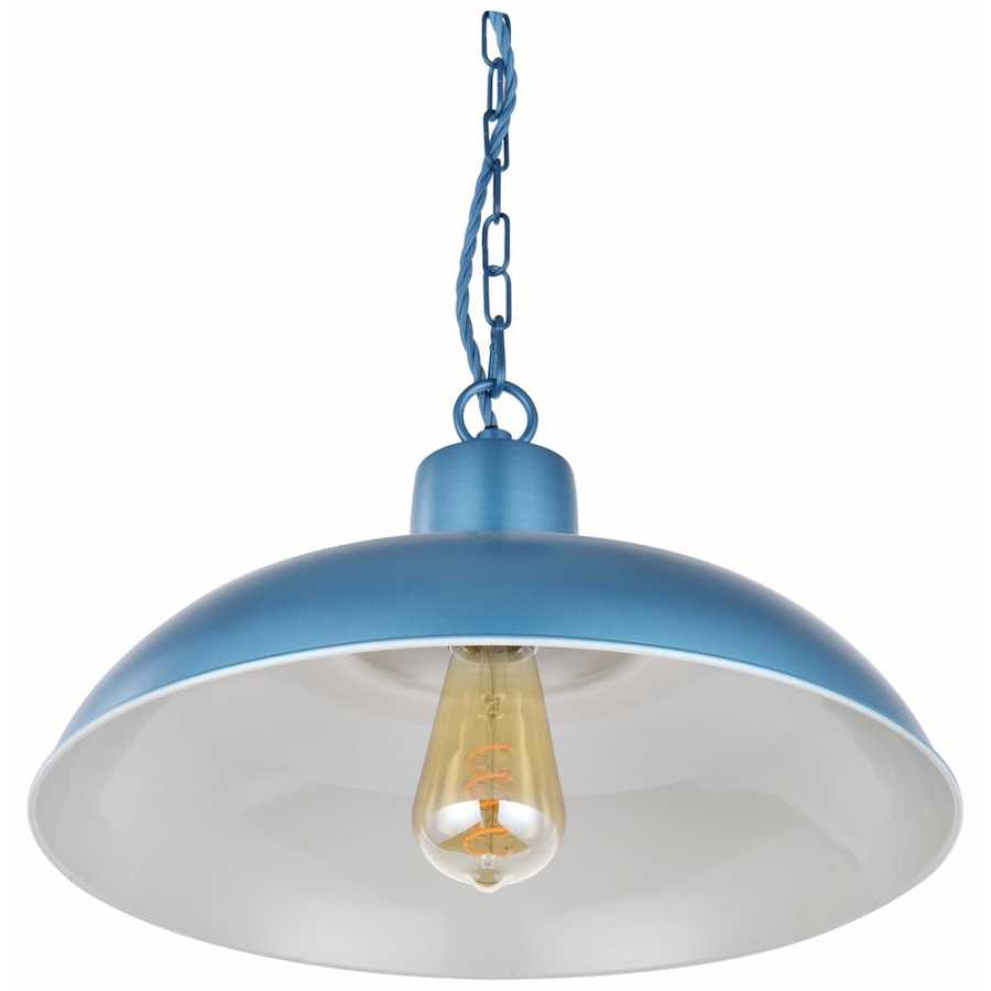 Soho Lighting Portland Reclaimed Style Industrial Pendant Light - Aston Blue
