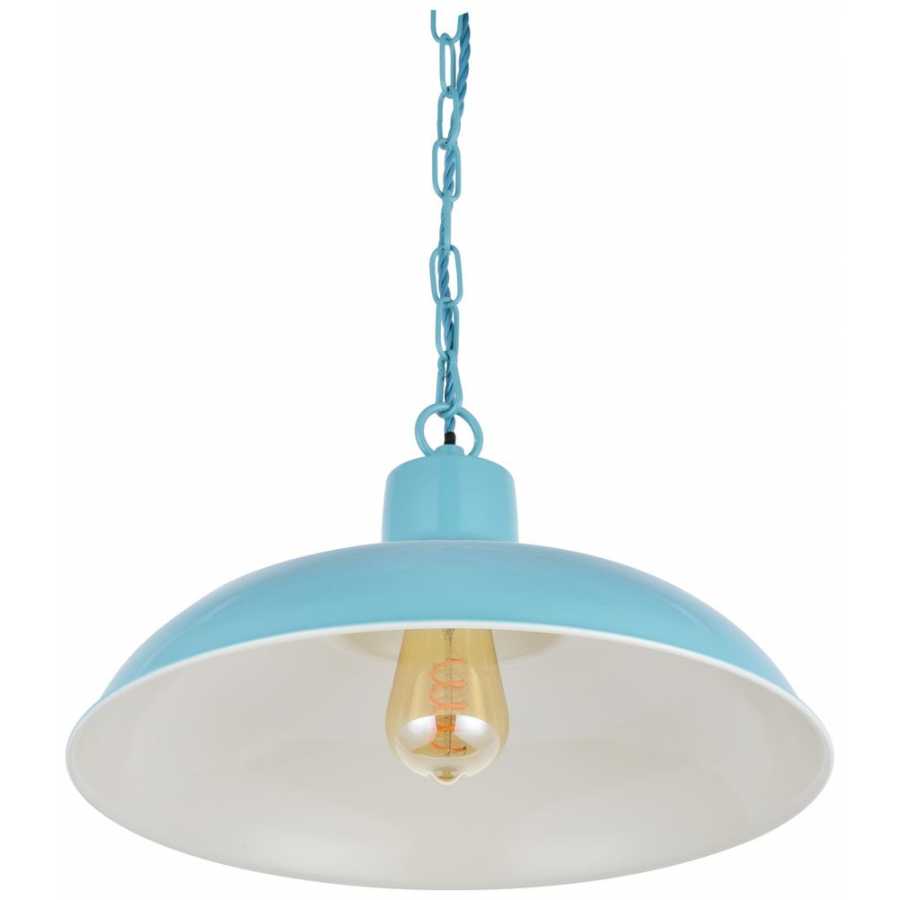 Soho Lighting Portland Reclaimed Style Industrial Pendant Light - Duck Egg Blue / Turquoise