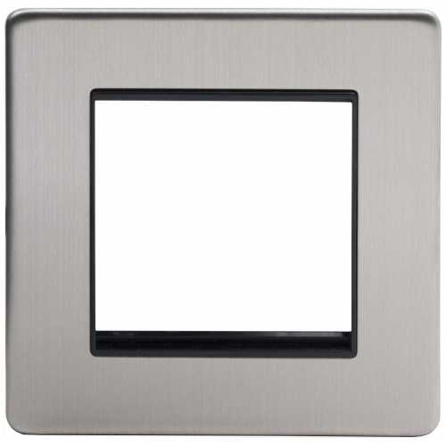 Soho Lighting Finsbury Single Data Plate 2 Modules  - Brushed Chrome & Black