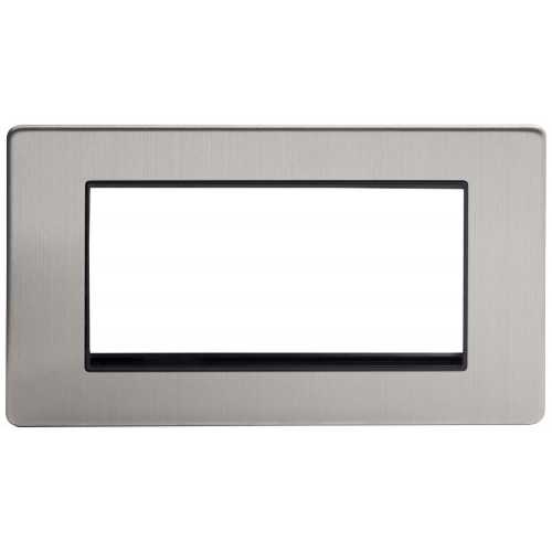 Soho Lighting Finsbury Double Data Plate 4 Modules  - Brushed Chrome & Black