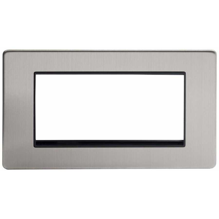 Soho Lighting Finsbury Double Data Plate 4 Modules  - Brushed Chrome / Black