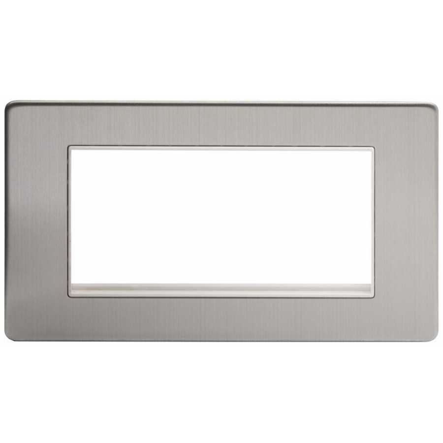 Soho Lighting Finsbury Double Data Plate 4 Modules  - Brushed Chrome / White