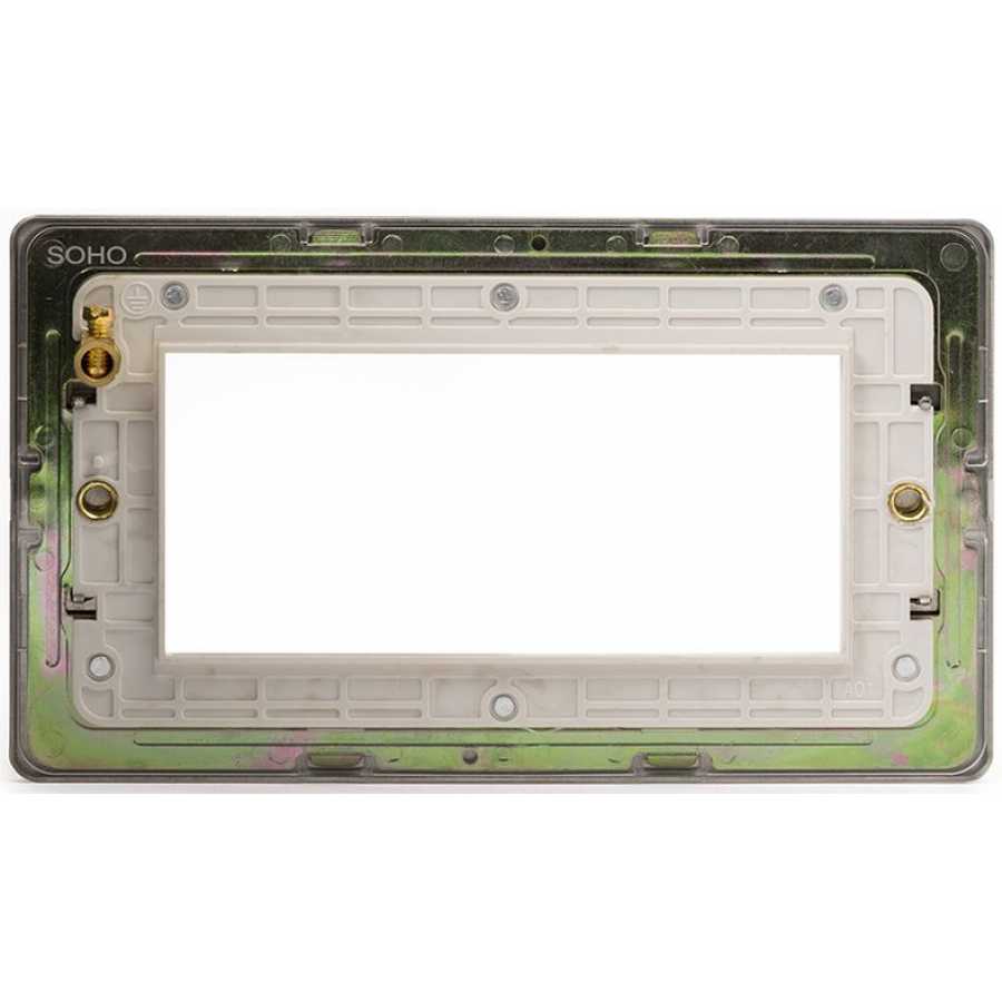 Soho Lighting Finsbury Double Data Plate 4 Modules  - Brushed Chrome / White