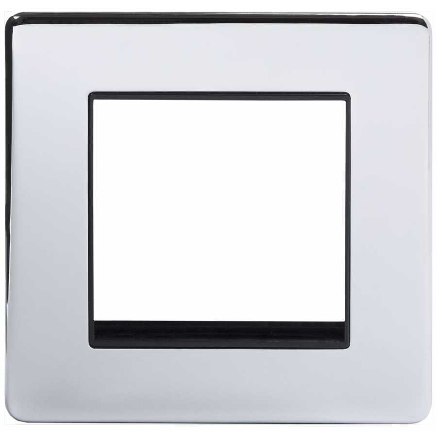 Soho Lighting Finsbury Polished Chrome Single Data Plate 2 Modules  - Polished Chrome / Black