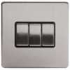 Soho Lighting Finsbury 3 Gang Intermediate Switch - Brushed Chrome & Black