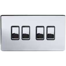 Soho Lighting Finsbury 4 Gang Intermediate Switch - Polished Chrome & Black