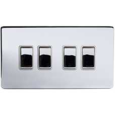Soho Lighting Finsbury 4 Gang Intermediate Switch - Polished Chrome & White