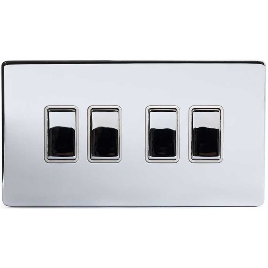 Soho Lighting Finsbury 4 Gang Intermediate Switch - Polished Chrome / White