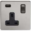 Soho Lighting Finsbury 1 Gang USB Socket - Brushed Chrome & Black