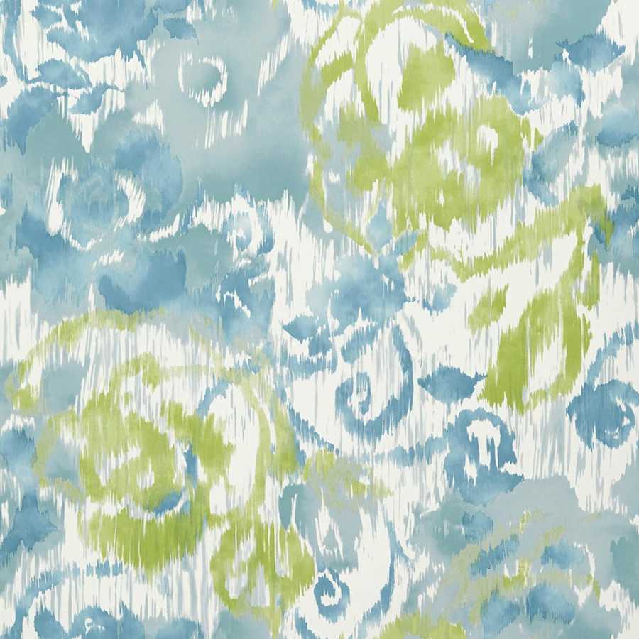 Thibaut Bridgehampton Waterford Floral T24342 Aqua and Green Wallpaper