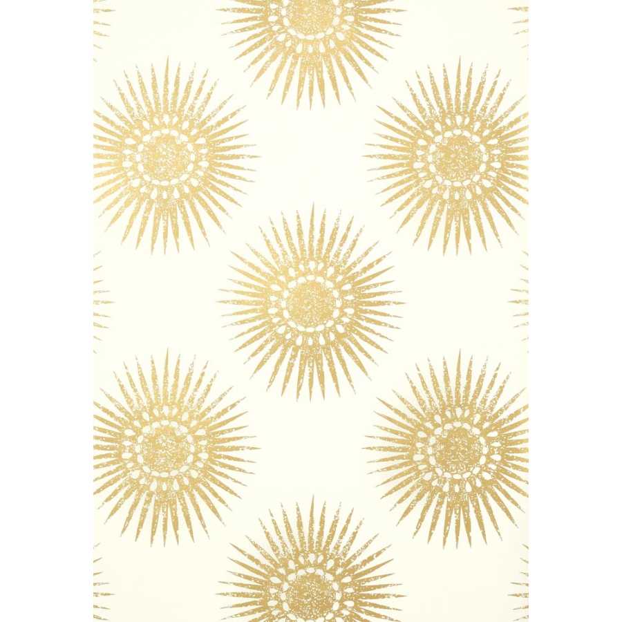 Thibaut Graphic Resource Bahia T35143 Metallic Gold on Cream Wallpaper