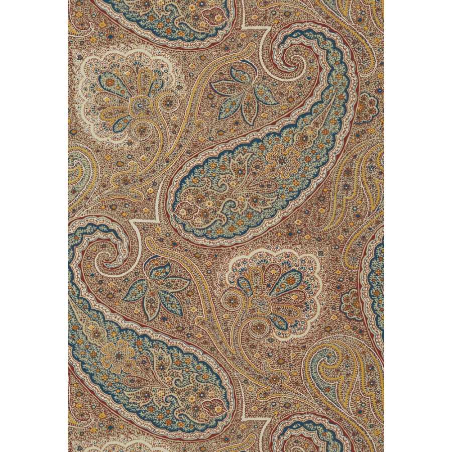 Thibaut Greenwood Sherrill Paisley T85076 Teal and Beige Wallpaper