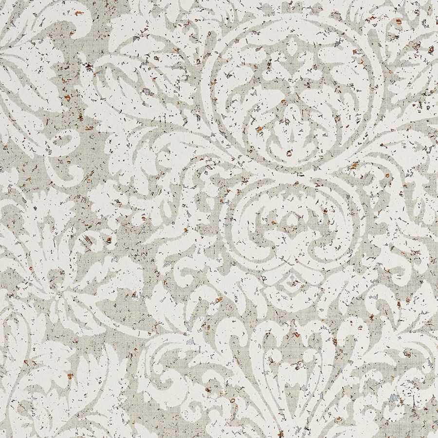 Thibaut Natural Resource 2 Kingsbury Damask T83036 White and Silver Wallpaper