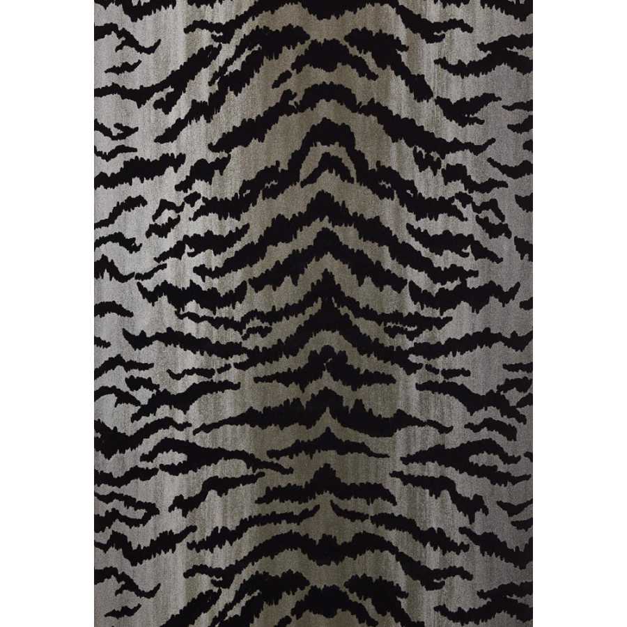 Thibaut Natural Resource 2 Tiger Flock T83065 Black on Metallic Silver Wallpaper