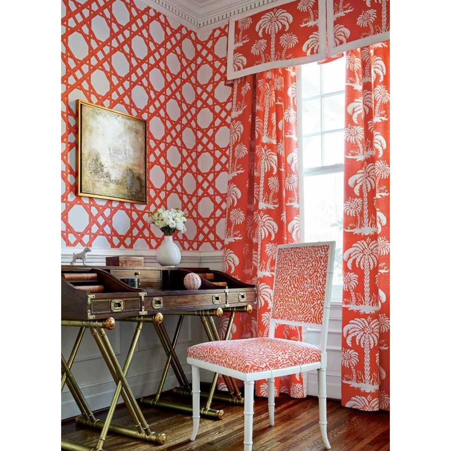 Thibaut Summer House Cyrus Cane T13142 Coral Wallpaper