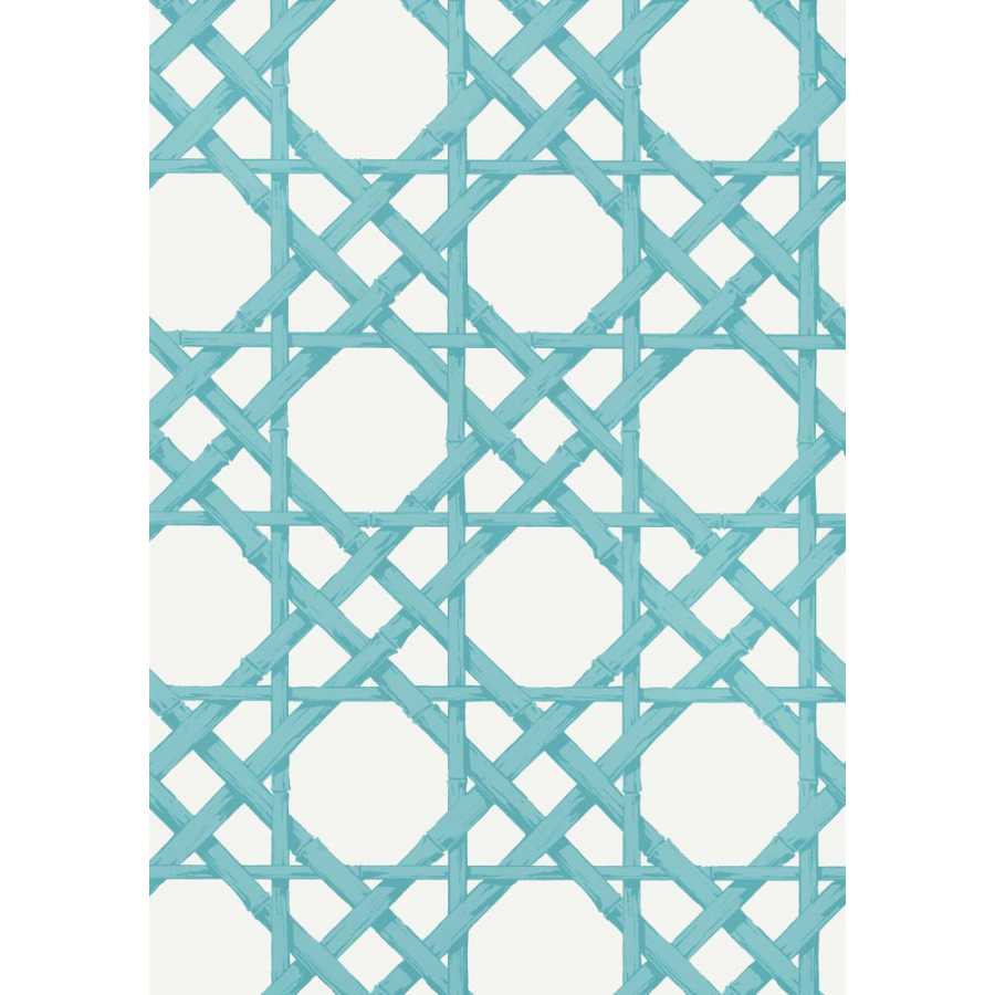 Thibaut Summer House Cyrus Cane T13143 Turquoise Wallpaper