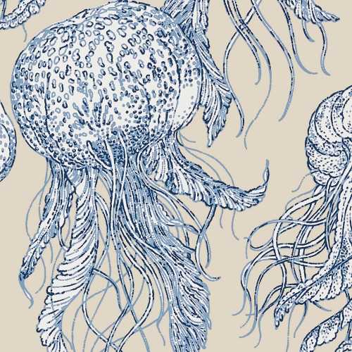 Thibaut Summer House Jelly Fish Bloom T13168 Wallpaper