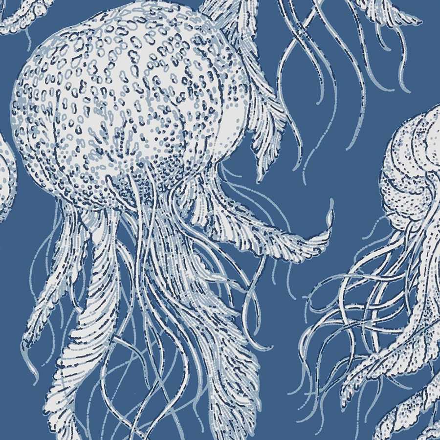 Thibaut Summer House Jelly Fish Bloom T13171 Navy Wallpaper