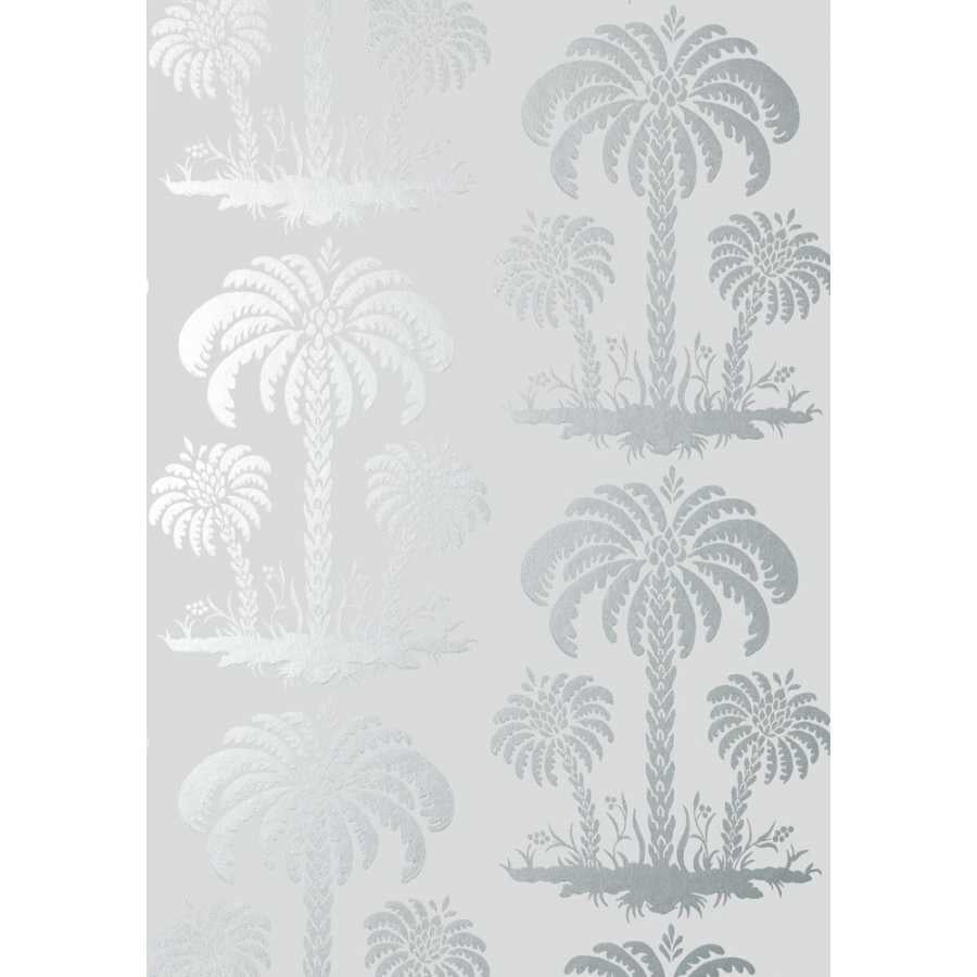Thibaut Summer House Palm Island T13166 Metallic Silver Wallpaper
