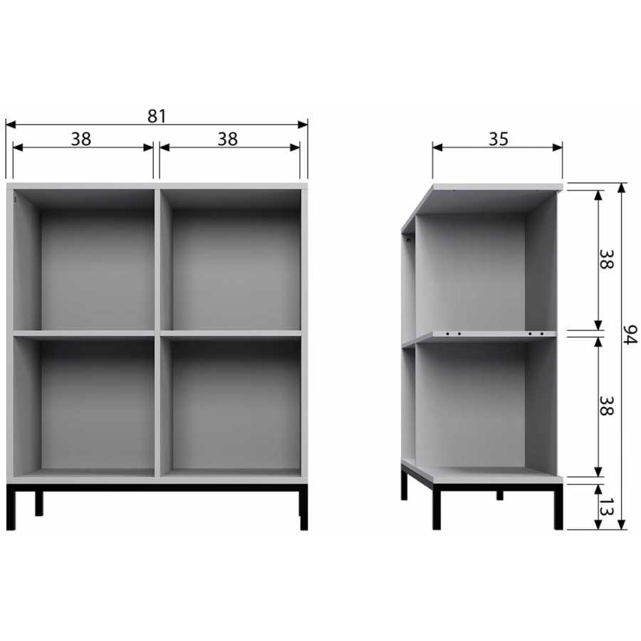 Naken Interiors Lower Case Four Open Cabinet With Legs