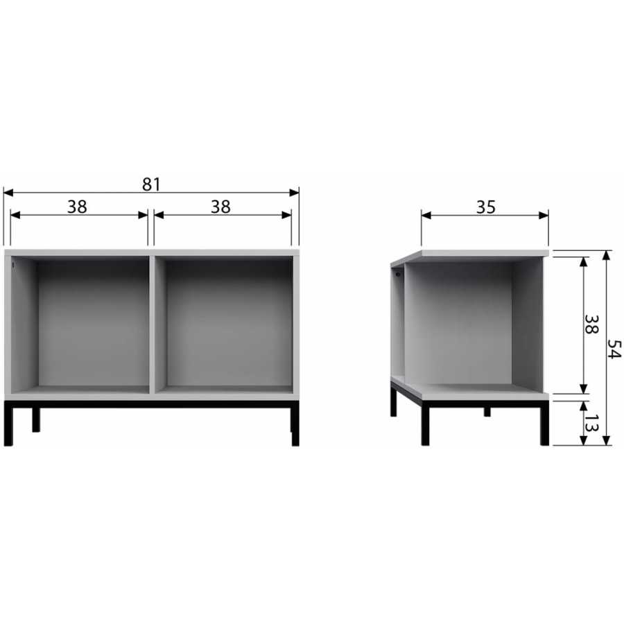 Naken Interiors Lower Case Two Open Cabinet With Legs