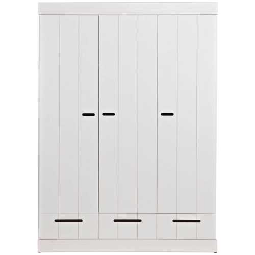 WOOOD Connect 3 Door Plank Wardrobe - White