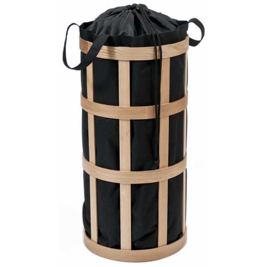 Wireworks Cage Laundry Basket - Oak - Black Bag
