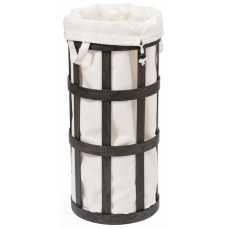 Wireworks Cage Laundry Basket - Dark Oak - White Bag