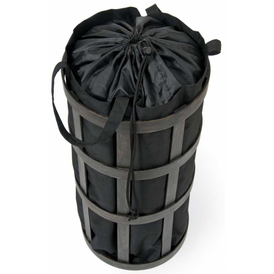 Wireworks Cage Laundry Basket - Dark Oak - Black Bag