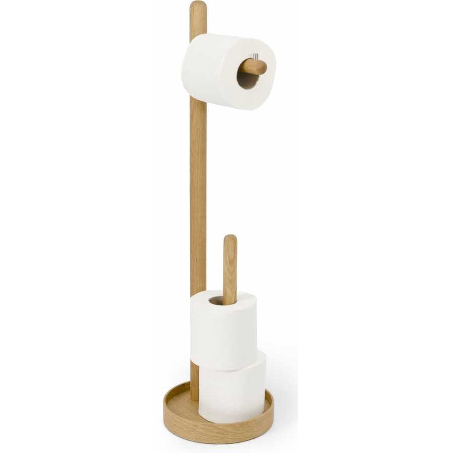 Wireworks Yoku Round Freestanding Toilet Roll Holder - Oak