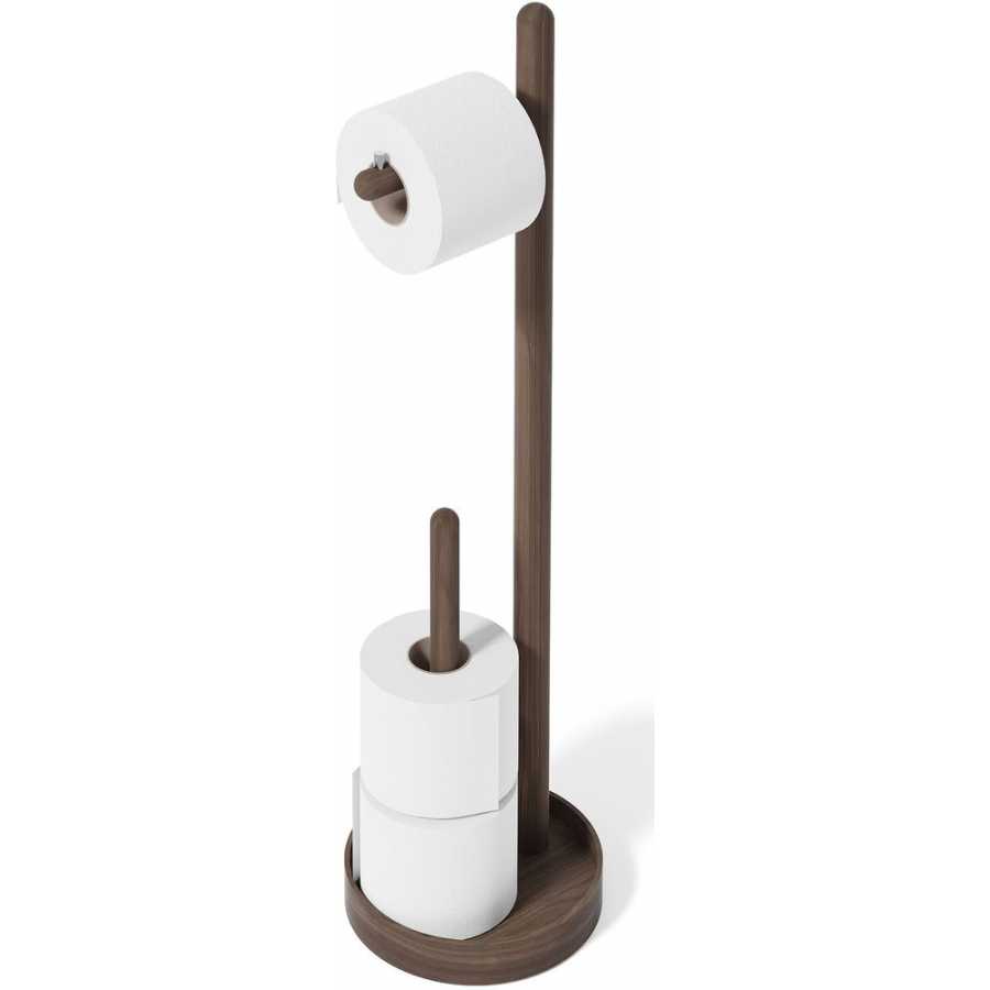 Wireworks Yoku Round Freestanding Toilet Roll Holder - Walnut