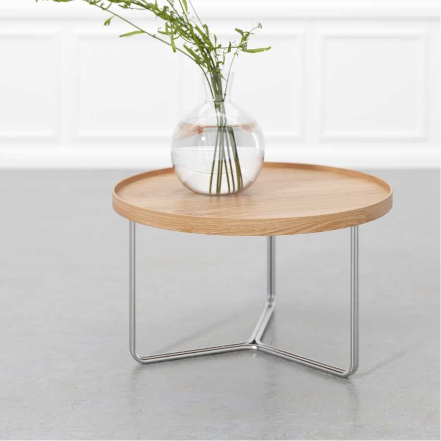 Wireworks Round Coffee Side Table - Oak