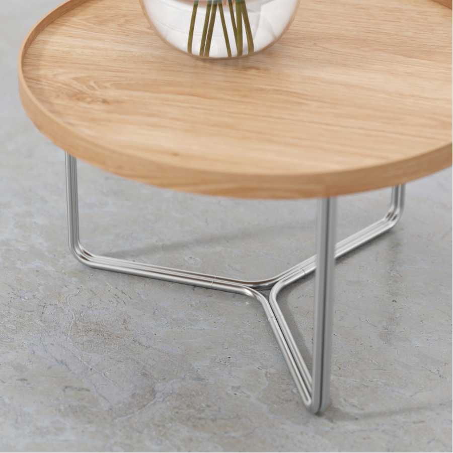 Wireworks Round Coffee Side Table - Oak