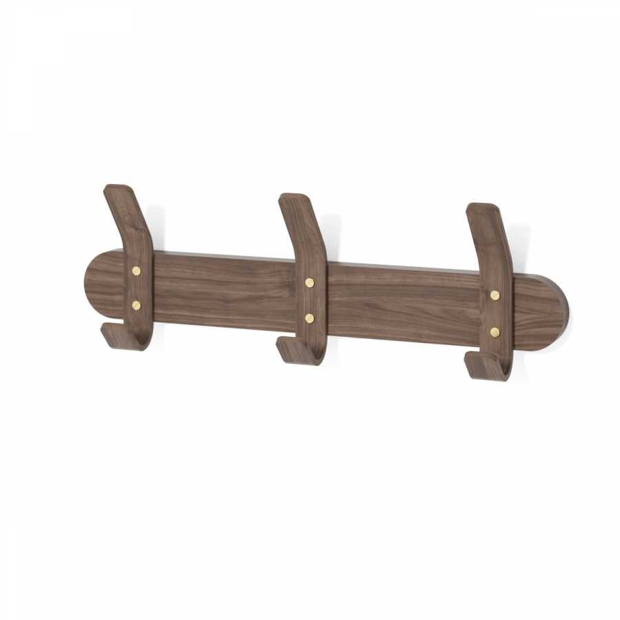 Wireworks Left Hook 3 Coat Rack - Walnut