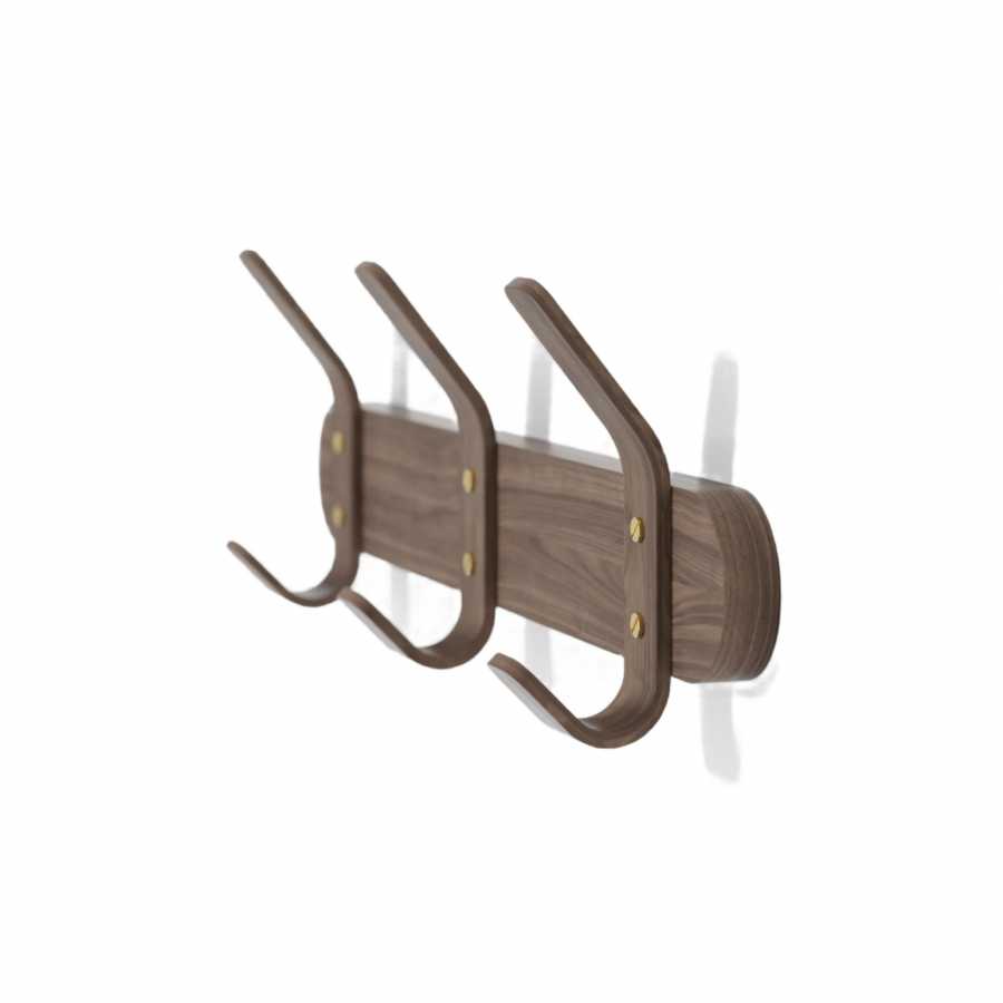 Wireworks Left Hook 3 Coat Rack - Walnut