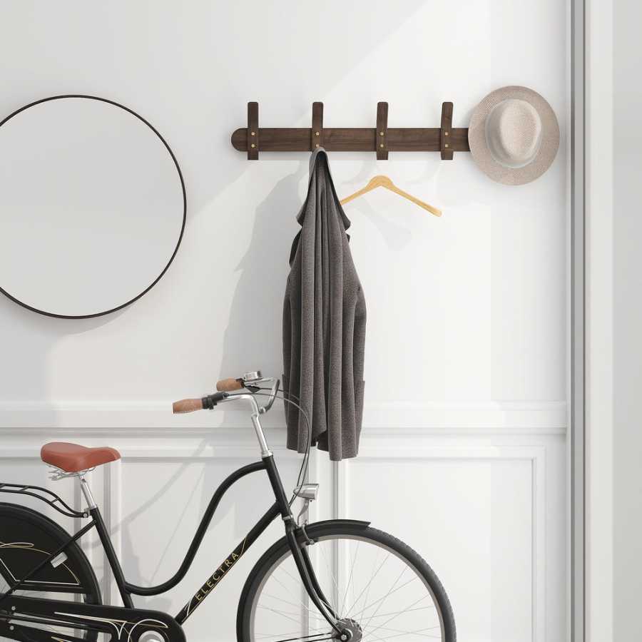 Wireworks Left Hook 5 Coat Rack - Walnut