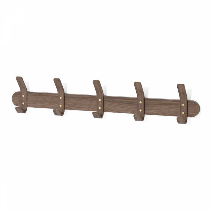 Wireworks Left Hook 5 Coat Rack - Walnut