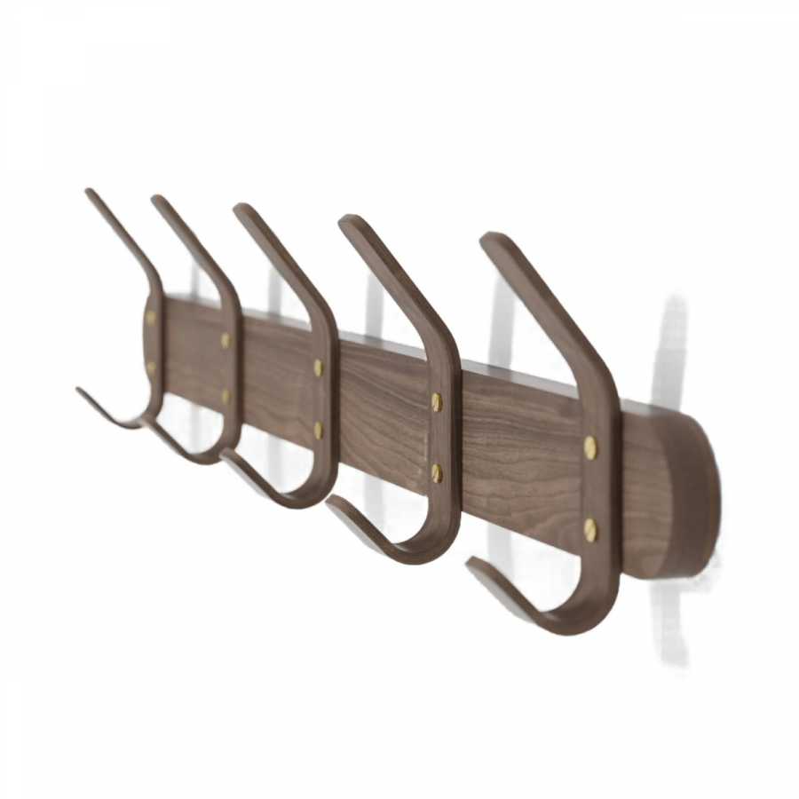 Wireworks Left Hook 5 Coat Rack - Walnut