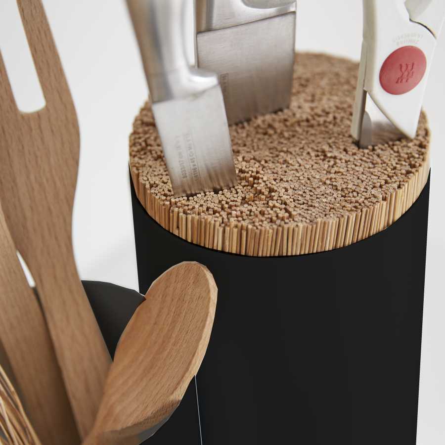 Utensils Pot With Knife Block - Black Wireworks Utensils Pot With Knife Block - Black