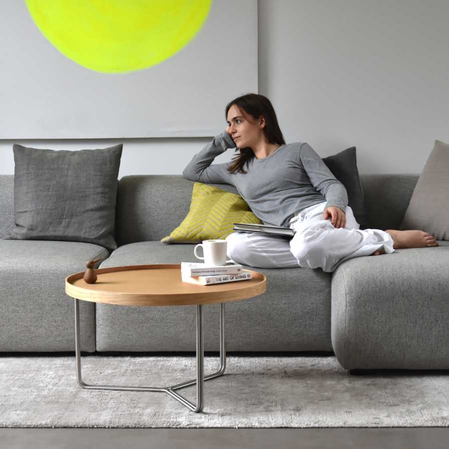 Wireworks Round Coffee Side Table - Oak