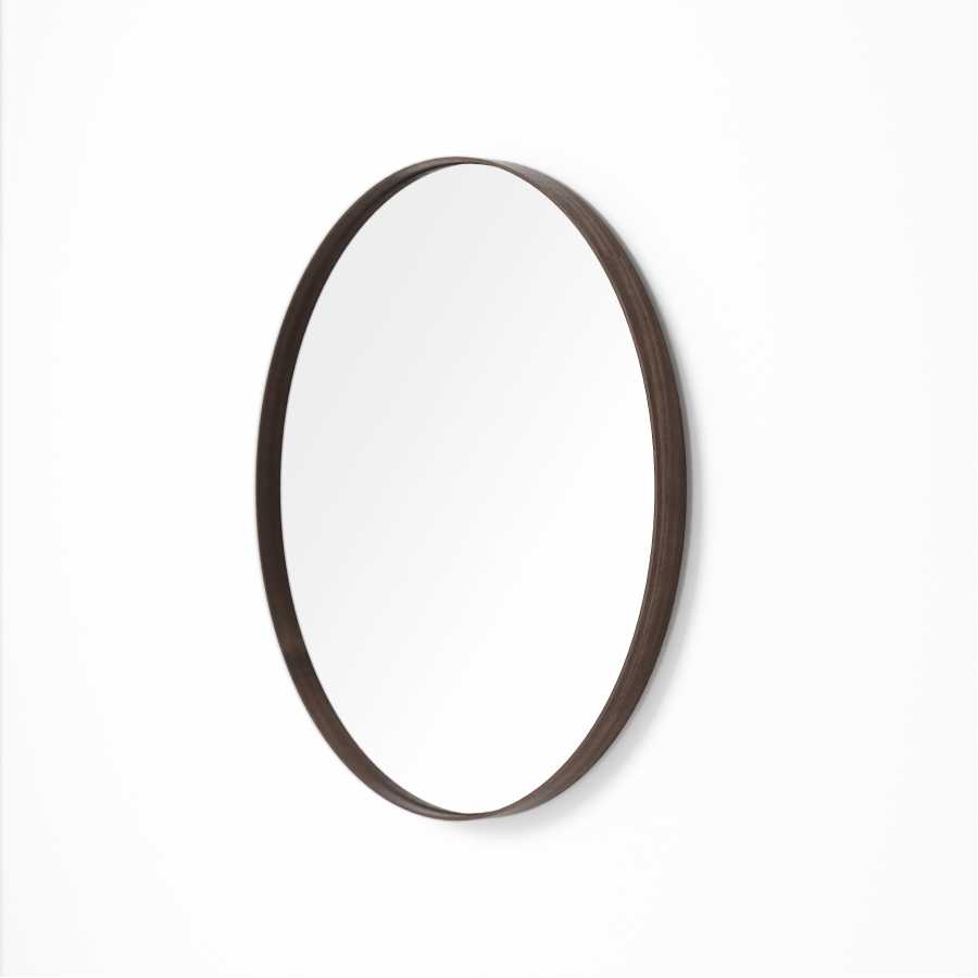 Wireworks Glance Round Wall Mirror - Walnut