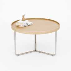 Wireworks Round Coffee Side Table - Oak