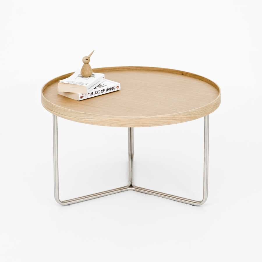 Wireworks Round Coffee Side Table - Oak