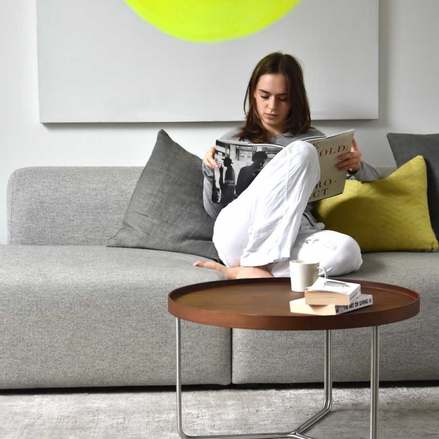 Wireworks Round Coffee Side Table - Walnut