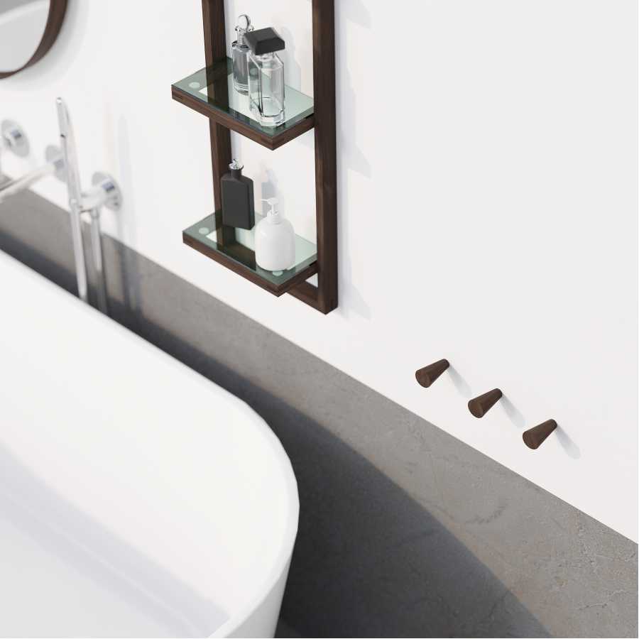 Wireworks Slimline Wall Hooks - Pack of 2 - Walnut
