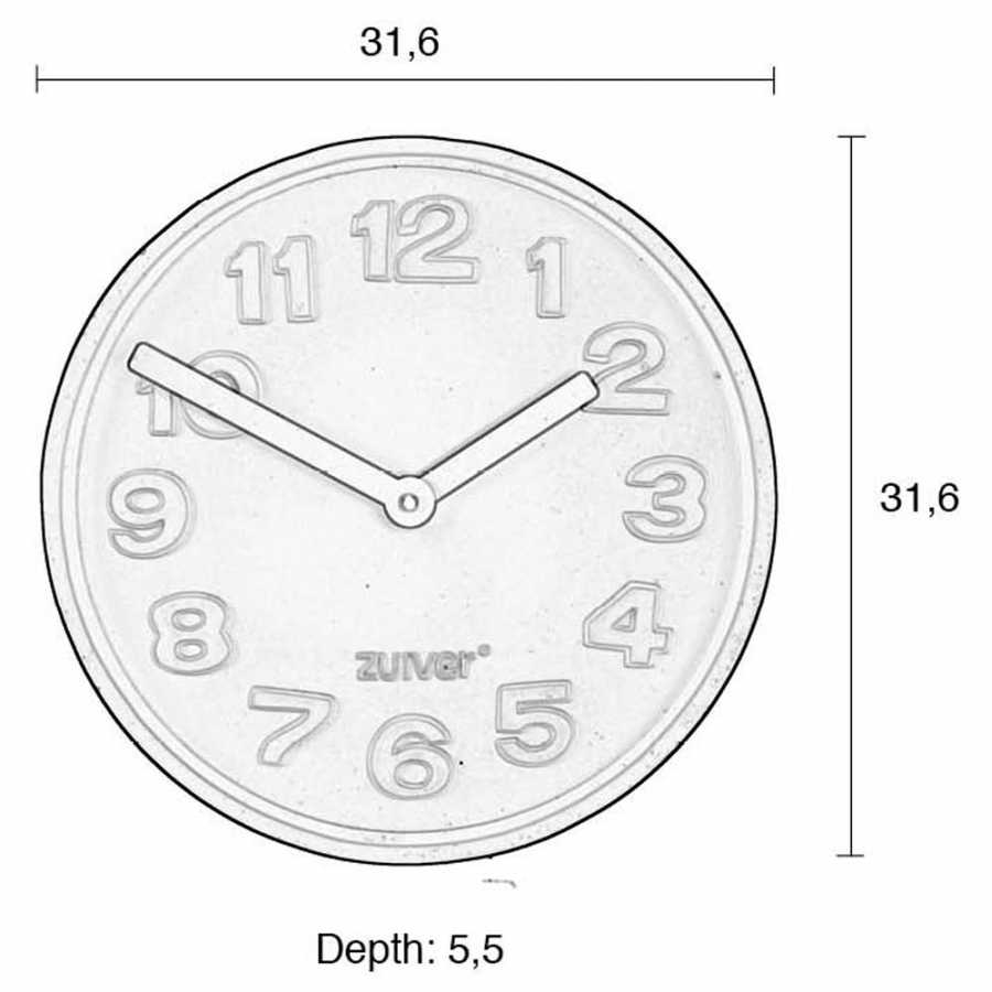 Zuiver Concrete Time Clock - All Black - Sizes in cm