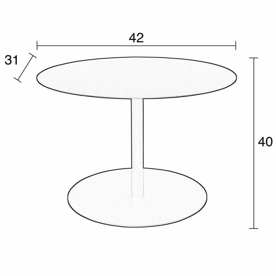 Zuiver Snow Oval Side Table - Black - Diagram