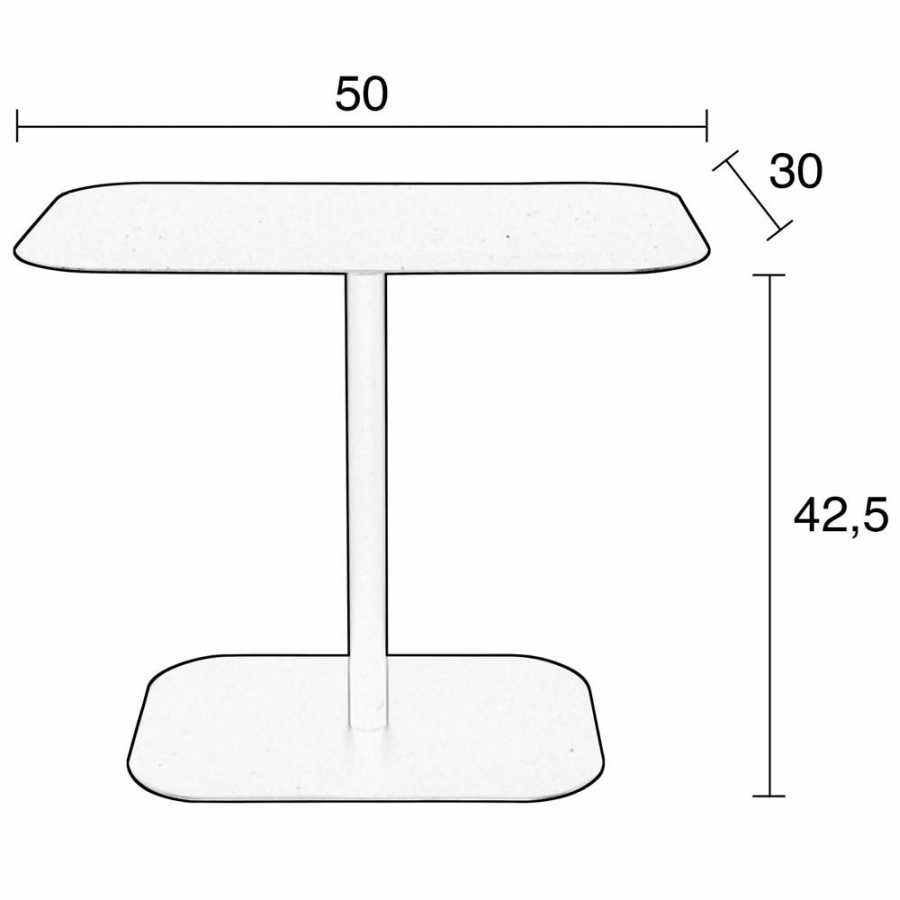 Zuiver Snow Rectangle Side Table - White - Diagram
