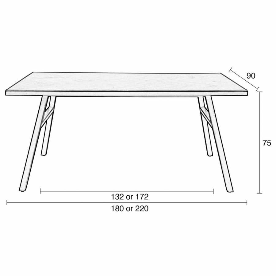 Zuiver Seth Dining Table - Black - Diagram