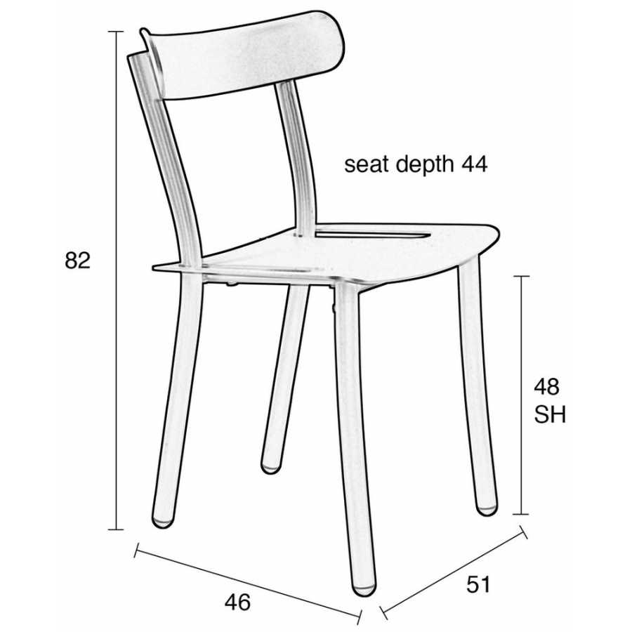 Zuiver Friday Garden Chair - Grey - Diagram